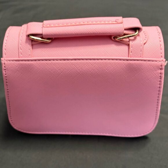 Mini Pink Faux‎ Leather Shoulder/Crossbody Bag w/Bow Accent Coquette Girl - Picture 8 of 12